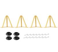 ALXEH Patas de horquilla de 4 pulgadas doradas para muebles de 3 varillas para mesa, mediados de siglo DIY Horquilla patas para soporte de TV, mesa auxiliar y mesa de café, juego de 4