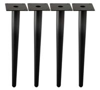 ALXEH Patas rectas de mesa de 28 pulgadas, patas redondas cónicas de metal para muebles, color negro, moderno, repuesto de patas de apoyo para sofá, juego de 4