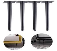 ALXEH Patas rectas para muebles de 12 pulgadas, patas redondas de metal cónicas para muebles, color negro, moderno aparador, soporte para sofá, juego de 4