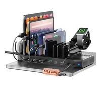 Alxum 140W USB C estación de carga-10 Puertos de Carga rápida de la Tableta con QC 3.0 y PD 60W 45W 30W estación de Carga múltiple para el Ordenador portátil, iPad, Tablet, iwatch, teléfono Celular