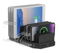 Alxum 60W Estacion Carga Rapida USB 10 Puertos para múltiples Dispositivos, Estación Carga USB para teléfono móvil, Tableta, Negro