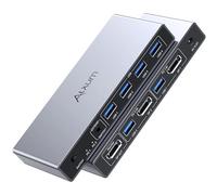 Alxum HDMI KVM-Switch 2 pc's 1 Monitor Ondersteuning 4K 60Hz Monitor Switch 2 in 1 USB 3.0-uitgang KVM-switches Met 4 USB A Inclusief Desktop Controller 2 kabels