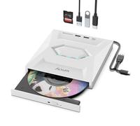 Alxum Unidades Externas de CD/DVD para Portátil, Lector DVD USB 3.0 Tipo C con Ranura SD y Puertos Tipo A, CD 24X, Unidad de Disco Externa Súper Rápida para Portátil/PC/Windows
