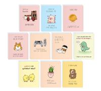 ALY LOU Juego de 10 tarjetas de notas divertidas y bonitas para todas las ocasiones, tarjetas de felicitación de aniversario variadas para ella, él, marido, novio, novia, esposa, Kawaii Vday