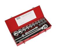 Alyco 192580 - Juego 18 piezas llaves de vaso 3/4" une 16507 DIN 3124 Cr-V cromado mate en maletin metalico