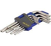 Alyco 193290 193290-Juego 9 Llaves Torx acodadas inviolables CR-V niqueladas en Soporte plástico T-10 A T-50