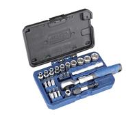 Alyco -Juego 29 Piezas Vasos 1/4" + carraca Extensible + adaptadores + Puntas en maletin plástico - 192195