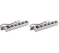 Alyco - Regleta de 5 Enchufes con Interruptor, Cable de 3 m - 199445, Blanco (Paquete de 2)