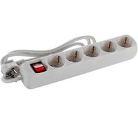 Alyco - Regleta de 5 Enchufes con Interruptor, Cable de 3 m - 199445, Blanco (Paquete de 5)