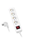 Alyco - Regleta de Enchufe Múltiple de 4 Tomas (3680 W/16 A) con Cable de 3 m e Interruptor para Hogar y Oficina, Protección IP20 contra el Polvo y la Humedad (Blanco)