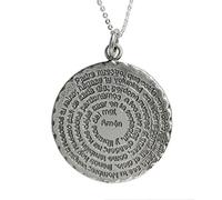 Alylosilver Collar Colgante Medallón con la Oración del Padre Nuestro en Plata para Mujer - Incluye Cadena de Plata de 45 cm y Estuche para Regalo