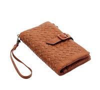 Alyna Style Cartera Mujer Grande - Diseño Único Trenzado - Billetera Mujer y Monedero Todo en Uno - Carteras de Mujer con Elegancia y Funcionalidad (Marrón)