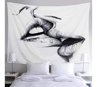 Alynsehom Tapiz Besando Amantes Tapiz Pared Colgante Abstracto Boceto Arte Romántico Hombres o Mujeres Besos Tapices Hippie Dormitorio Salón Decoración Dormitorio Decoración (M/130 x 150 cm)