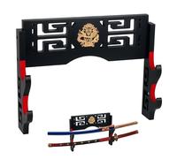 Alyoen Soporte de pared Katana de 2 niveles, soporte de espada con gancho acolchado de terciopelo y patrón de dragón, soporte de espada para espada de luz, demon slayer katana y espada samurái
