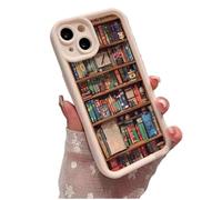 Alyova Bookshelf Phone Case, Alyova Book Phone Case, Anti-Slip Shockproof and Drop-Resistant TPU Protective Cover for iPhone 16 15 14 13 12 11 Pro MAX (White,16PRO)