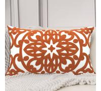 Alysheer Funda de almohada decorativa lumbar bordada, 12.0 x 20.0 in, diseo clsico de mandala bohemio, funda de cojn rectangular de algodn pa
