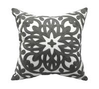 Alysheer Funda de cojín Decorativa Bordada de 18 x 18 Pulgadas, acogedora, cálida, Bohemia, Mandala, Elegante, patrón Bordado, Funda de cojín de algodón Gris para sofá, Cama, decoración de Sala de