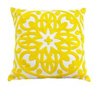 Alysheer Funda de cojín decorativa bordada de 45,7 x 45,7 cm, diseño cálido de punto mandala, lona suave de 100 % algodón, funda de almohada de color amarillo brillante vibrante para sofá, sala de