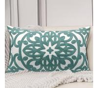 Alysheer Funda de Cojín Decorativo Lumbar Bordada 30,5 x 50,8 cm, Patrón de Bordado Mandala Boho Clásico de Algodón Estilo Granja Funda de Cojín Rectangular para Sofá Sillón Sala de Estar Dormitorio