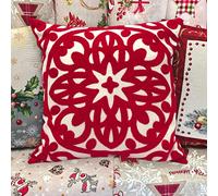 Alysheer Fundas decorativas bordadas de 45,7 x 45,7 cm, patrón clásico de punto Boho Mandala para sofá, dormitorio, decoración de regalos (rojo Navidad)