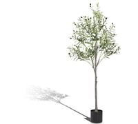 Alyvisun 150cm Olivo Artificia Grandel, Planta Olivo Artificial con Hojas de Realistas Base Inferior Reforzada con Peso de Cemento para Decoración de Estar Dormitorio Oficina