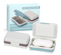 Alyvisun 2 Piezas Jabonera de Viaje con Tapa Portátil Jabonera de Viaje con Fondo Elevado, Impermeable y a Prueba de Fugas para Ducha（Verde + Gris）