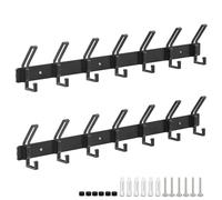 Alyvisun 2 Piezas Percheros Pared de Acero Inoxidable con 7 Ganchos, Ganchos de Pared Resistentes para Colgar Chaquetas Albornoces Bufandas, Colgador Ropa Pared para Entrada Cocina Baño
