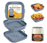 Alyvisun 2026 New Set de 3 Moldes Silicona Air Fryer, Reutilizables de 8 Pulgadas Silicona para Freidora de Aire, Accesorios Freidora de Aire, Microondas y Horno, Gris
