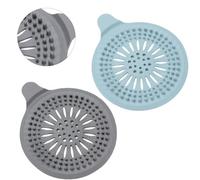 Alyvisun 2Pcs Silicona Atrapa Pelos Ducha con Ventosa, Filtro de Cabello Protector de Drenaje Plegable, Coladores de Desagüe de Fregadero para Baño, Bañera, Ccocina (Gris/Azul)