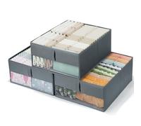 Alyvisun 3 Pack Organizador Armario con Ventana Transparente, Plegable Cajas Almacenaje Ropa, Organizador Armario Ropa de Algodón-Lino con Asas para Vaqueros, Bufandas, Camisetas (45 x 34,5 x 18 cm)