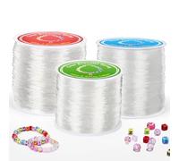 Alyvisun 3 Pcs Transparente Hilo Elastico para Pulseras, (0.5mm, 0.8mm & 1mm) Hilo Pulseras Elastico para Pulseras, Collares, Cuentas Y Fabricación de Joyas en Bricolaje