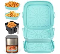 Alyvisun 3 Piezas Molde Silicona Freidora de Aire | Bandeja Moldes Air Fryer Reutilizable Recipientes Cuadrado Cesta Utensilios para Freidora sin Aceite, Microondas, Horno
