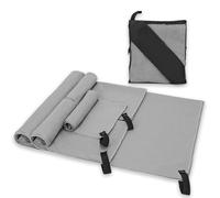 Alyvisun 4 Piezas Toalla Microfibra, Toalla Gimnasio/Toalla Deporte Absorbente y de Secado Rápido, Toallas de Viaje Ligera y Compacta en 3 Tamaños para Yoga Acampar Playa - Gris