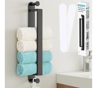Alyvisun 45CM toalleros de baño sin Taladro Barra de Toalla autoadhesiva, Soporte para Toallas de Acero Inoxidable 304 con Doble Gancho, Multifuncional para baño y Cocina,Negro Mate