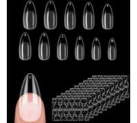 Alyvisun 550 Piezas Almendra Tips Uñas Soft Gel, Transparentes Uñas Postizas de Gel en 11 Tamaños con 240 Pegatinas Adhesivas para Uñas, Puntas de Uñas Press on Nail Tips