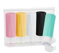 Alyvisun Botes Viaje Rellenables 100ml, 5 Piezas Botellas de Viaje de Silicona, Travel Bottles a Prueba de Fugas con Bolsa de Almacenamiento, para Champú, Cosméticos, Loción