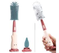 Alyvisun Cepillo Limpiador de Biberones de Silicona Grado Alimenticio con Cepillo para Tetinas y Pajitas (Sin Rayones), Almacenamiento Vertical