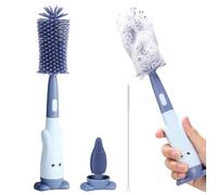 Alyvisun Cepillo Limpiador de Biberones de Silicona Grado Alimenticio con Cepillo para Tetinas y Pajitas (Sin Rayones), Almacenamiento Vertical