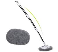 Alyvisun Cepillo para Lavar Coche Curvado a 15° con Mango telescópico de 120cm y Barra de aleación de Aluminio, 2 Cabezales de mop Chenille Suave para el Lavado de Camiones, SUV,autocaravanas