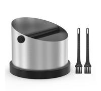 Alyvisun Coffee Knock Box Acero Inoxidable, 650ml Cajon Posos Cafe con 2 Pinceles, Recipiente para Posos de Café con Barra Extraíble Antigolpes para Cafeterías, Hogar, Restaurante, Oficina