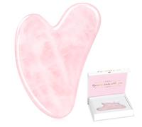 Alyvisun Gua Sha de Cuarzo Rosa Natural, Piedra de Masaje para Rostro, Cuello y Cuerpo, para Ayudar a Reducir la Hinchazón y Realzar la Línea de la Mandíbula, con Manual, Regalo para Mujeres