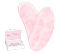 Alyvisun Gua Sha Facial de Cuarzo Rosa Natural, Piedra GuaSha para Cara, Cuello y Cuerpo, Alivio de Hinchazón y Mejora de la Línea de la Mandíbula, con Manual de Usuario, Regalo para Mujeres