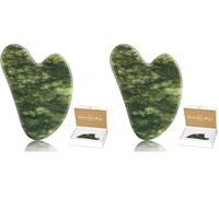 Alyvisun Gua Sha Facial de Jade Verde Natural, Piedra GuaSha para Cara, Cuello y Cuerpo, Alivio de Hinchazón y Mejora de la Línea de la Mandíbula, con Manual de Usuario, Regalo para Mujeres