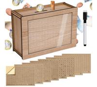 Alyvisun Hucha de Madera 5000€ Con Bolígrafo y Pegatinas, Reutilizable Con Contador, Caja Ahorro Retro Cerdito Alcancía Para Adultos y Niños (Objetivo 500-10000€)