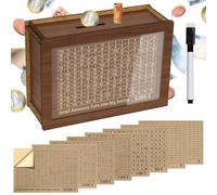 Alyvisun Hucha de Madera, Huchas 5000€ con Bolígrafo y Pegatinas, Reutilizable Hucha Ahorro con Contador Caja Ahorro Retro Hucha Cerdito Alcancia para Adultos y Niños (Objetivo 500-10000€)