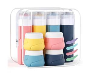 Alyvisun Juego de 14 Botes Viaje Rellenables Silicona, Botellas de Viaje 100 ml y Tarros Crema 30 ml con Accesorios, Envases Viaje a Prueba de Fugas para Champú, Loción, Crema