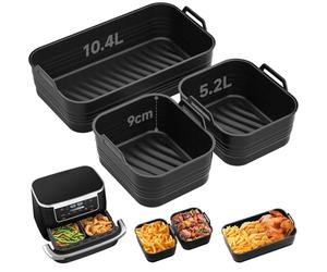 Alyvisun Molde Silicona Freidora de Aire, 3 Piezas Air Fryer 1x10,4+2x5,2 L | Air Fryer Reutilizable Bandejas Airfryer Cesta Plegable Utensilios Moldes para Freidora sin Aceite de 10 L/10,4 L