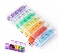Alyvisun Pastillero organizador 7 días-4 veces al día, 28 compartimentos, organizador de pastillas con braille y resorte asistido abierto, dispensador portátil de pastilleros, diseño de tapa a presión