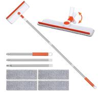 Alyvisun Profesional 2 en 1 Limpiacristales con Mango Extensible [132cm] | Limpiar Ventanas con Escobilla de Silicona & 4 Paños de Microfibra, Kit de Limpieza de Ventanas para Ventanas Altas