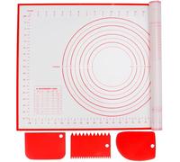 Alyvisun Tapete de Silicona para Amasar con 3 Raspador, 60 x 40 cm Silicone Baking Mat Reutilizable Antiadherente Tapete Silicona Cocina Accesorios para Repostería, Hornear, Galletas (Rojo)